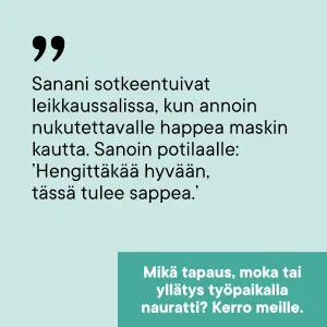 Sattuu ja tapahtuu -palstan juttuesimerkki tekstinä.