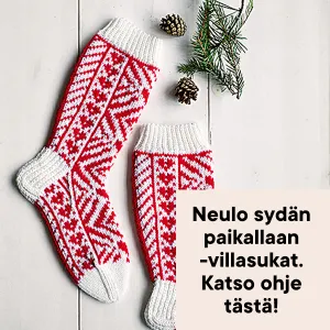 Tehy-lehden sydän paikallaan -villasukat.